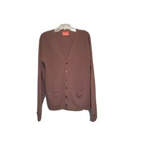 Vintage Sears Kings Road Shop Sweater Mens L Large Brown Cardigan Orlon Acrylic